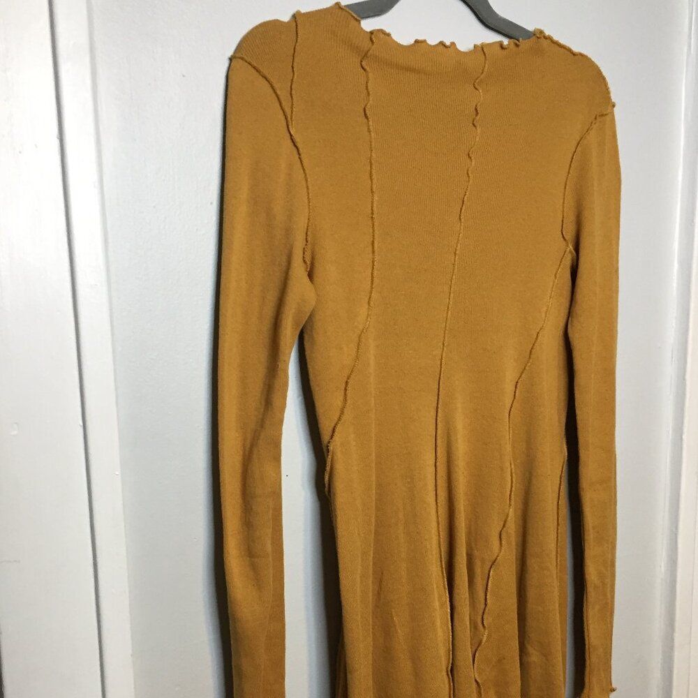 Free People Golden Mustard Tunic with Raw edges| SMALL